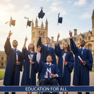 Accessing UK University Grants 2026: A Comprehensive Guide for Students Diverse students celebrating graduation with university building in background, symbolizing academic success and accessible education.
