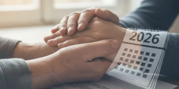 Hands holding, symbolizing support and financial guidance for Bereavement Support Payment 2026.