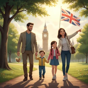 Child Benefit UK 2026: New Income Thresholds Explained Happy family walking in a park, symbolizing Child Benefit support in the UK