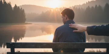 Person on park bench symbolizing support during bereavement