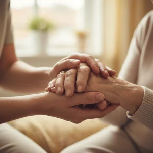 Carer's Allowance UK 2026: Eligibility, Rates, and Support for Carers Hands of a carer holding hands of an elderly person, representing care and support.