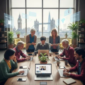 The Future of UK Online Learning: 4 Innovative Platforms Gaining Traction in Early 2026 for Adult Education Adults engaged in UK online learning on laptops and tablets in a modern co-working space, representing future education.