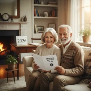 Pension Credit 2026: Unlock £3,500 for UK Seniors Happy senior couple reviewing important documents, representing financial stability and pension planning.