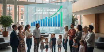 Diverse group viewing Universal Credit increase chart